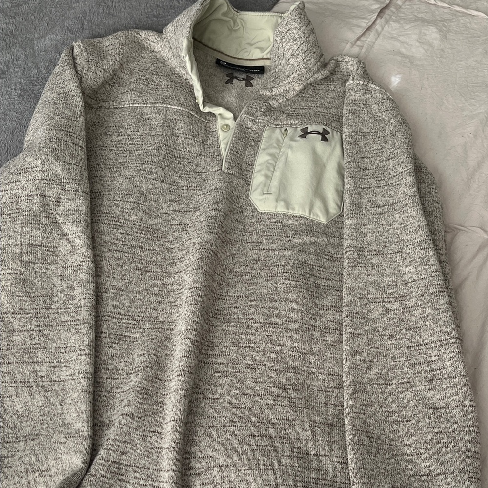 Under Armour Men's Heather Gray Zip-Up Pullover XL